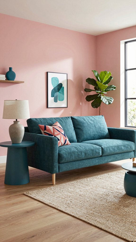 pink walls teal accents