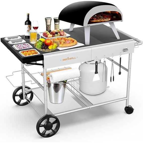 pizza oven cart with toppings