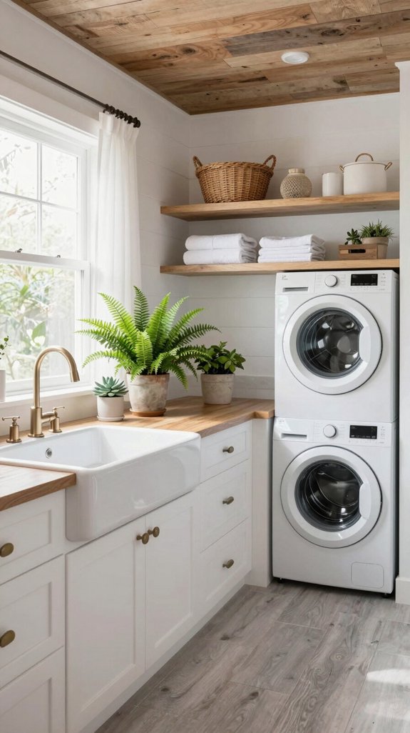 plants brighten laundry room