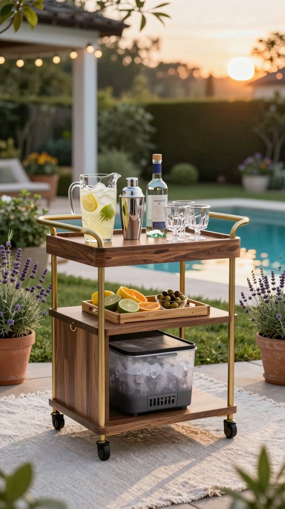 21 Dream Backyard Ideas for the Ultimate Outdoor Escape 11 portable cocktail service cart