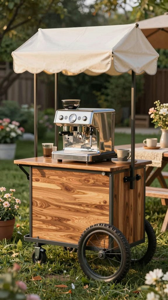portable espresso cart setup