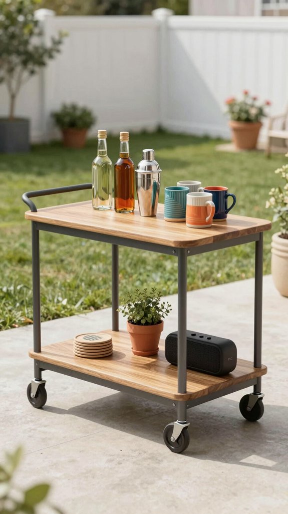 25 Backyard Inspiration Ideas You’ll Want to Copy Immediately 22 portable weather proof bar cart