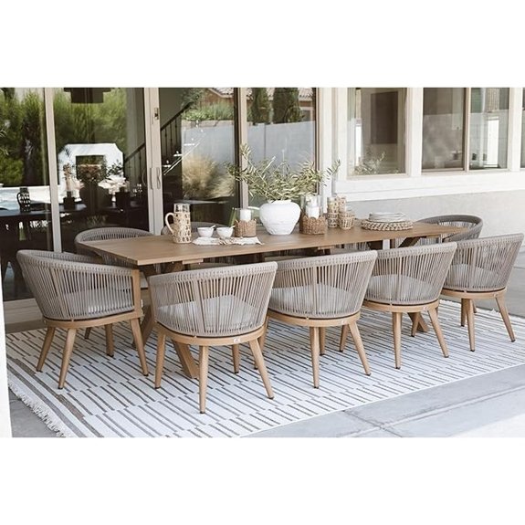 10 Outdoor Dining Sets That Turn Every Meal Into a Backyard Feast 2 purple leaf outdoor dining set