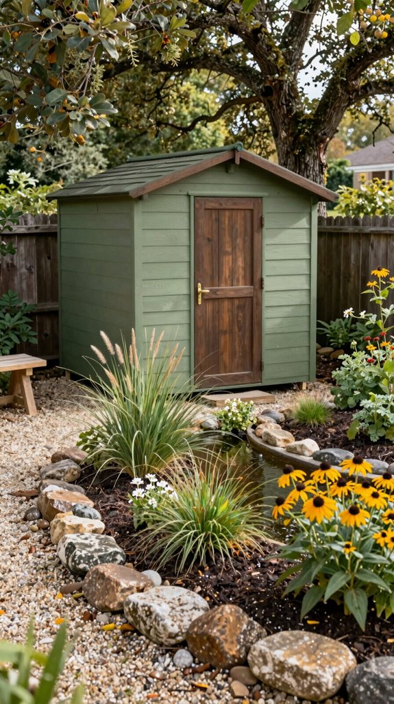 rain garden shed landscaping