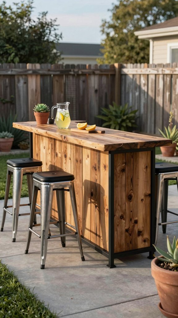 27 Backyard Ideas on a Budget That Look Surprisingly Expensive 28 reclaimed wood bar countertop
