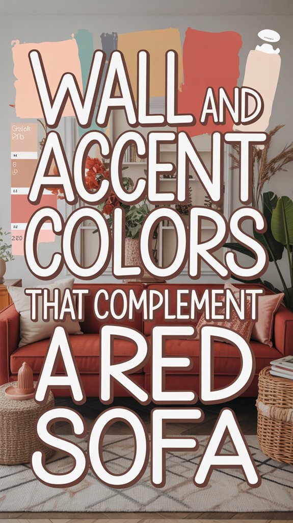 red sofa color coordination