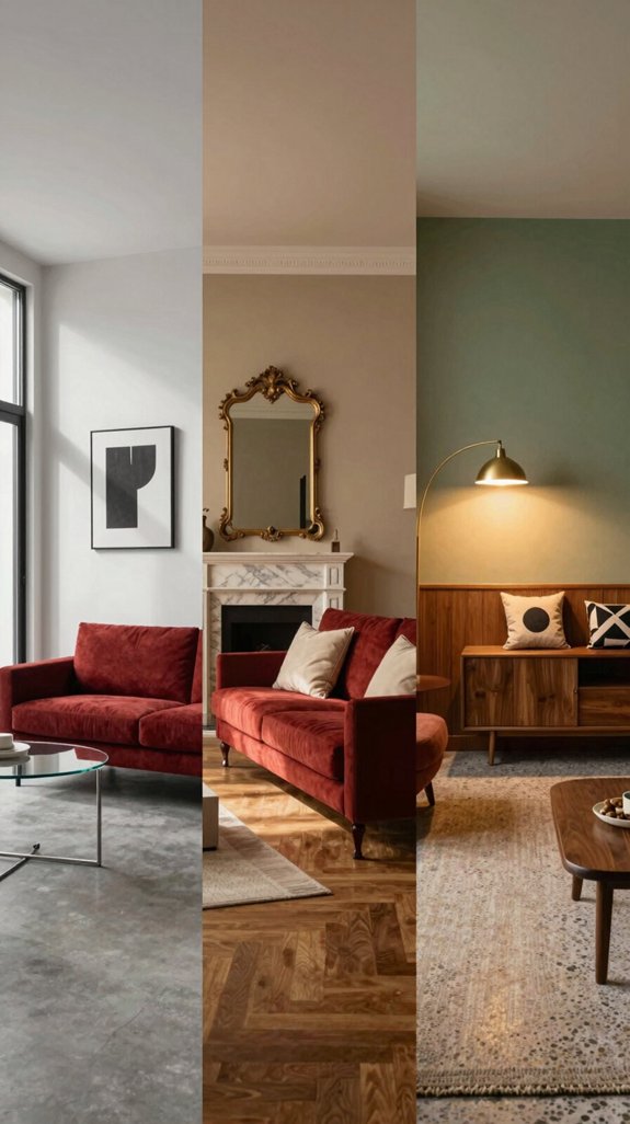 red sofa style matching