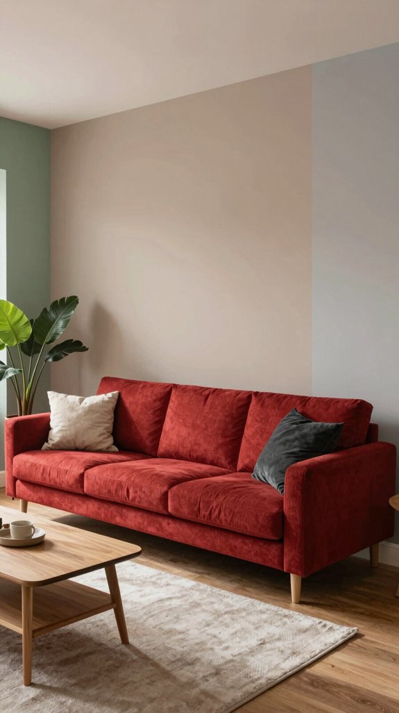 red sofa wall harmony