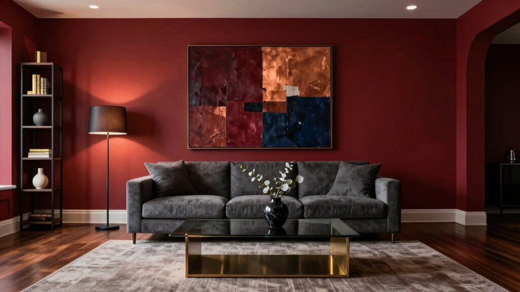 rich dramatic dark red interiors