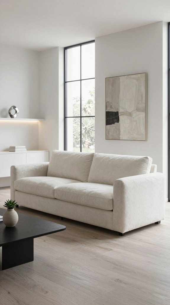 17 Modern Minimalist Living Room Interior Design Ideas 5 rounded edge slipcovered comfort