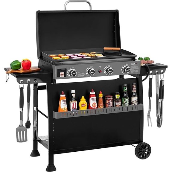 royal four burner propane griddle cart