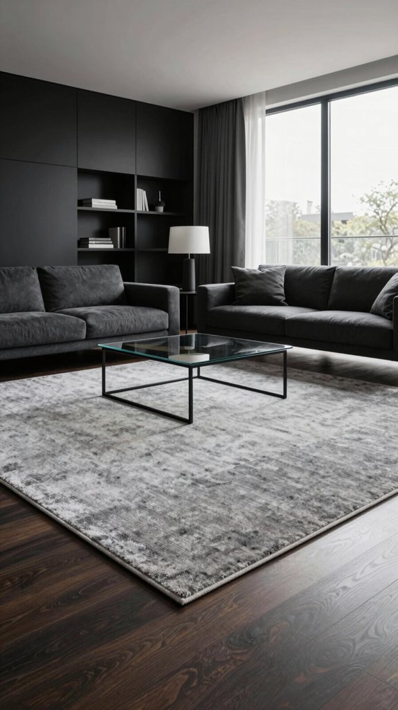 Black and Grey Interior Color Pairings That Feel Modern and Balanced 11 rugs define zones soften edges