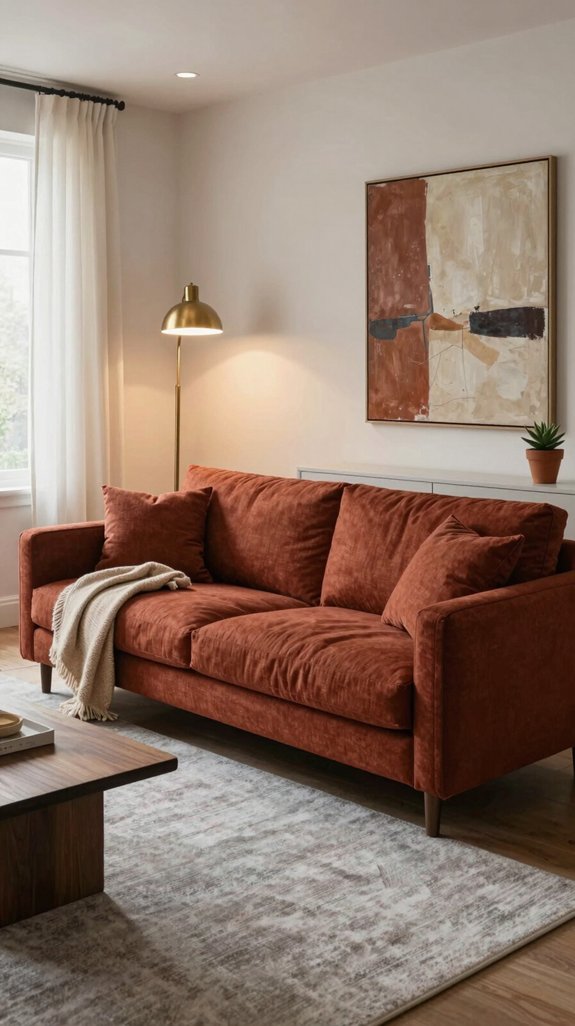 Rust Color Pairings That Add Warmth to Interior Spaces 14 rust dyed linen layering