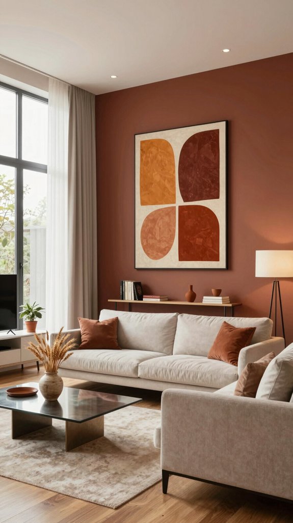 Rust Color Pairings That Add Warmth to Interior Spaces 3 rust shade lighting harmony
