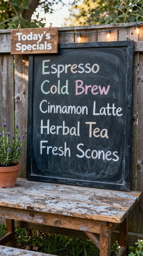 rustic backyard chalkboard menu