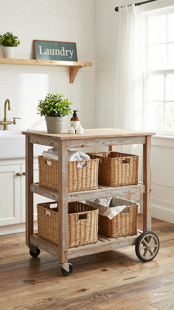 rustic diy laundry cart