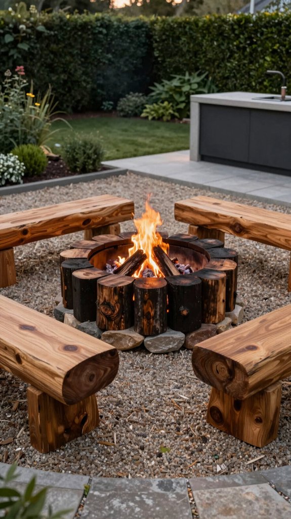 rustic fire pit seating