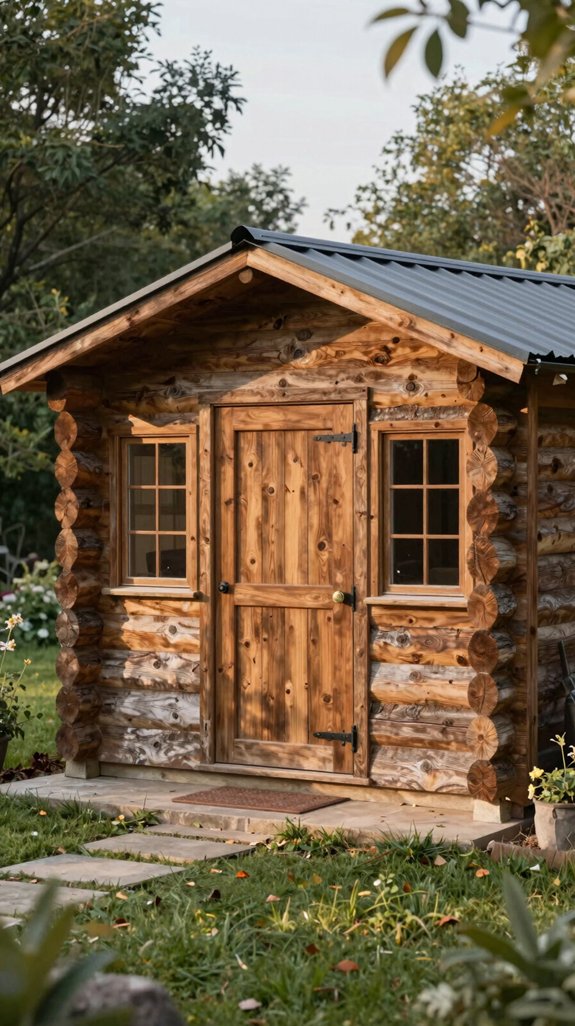 rustic log cabin shed