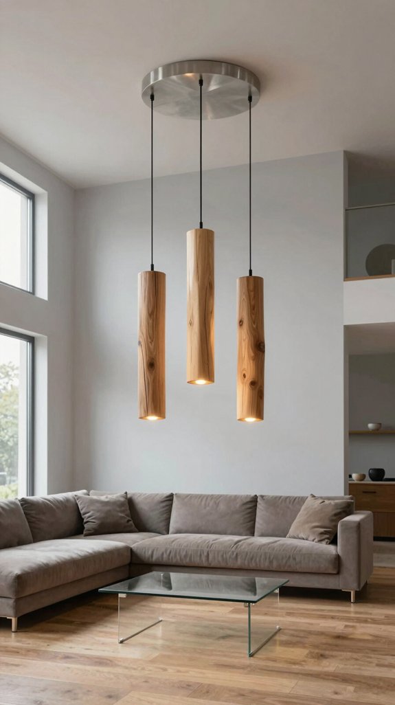 14 Wooden Ceiling Light Design Ideas for Living Rooms 8 rustic modern led pendant light