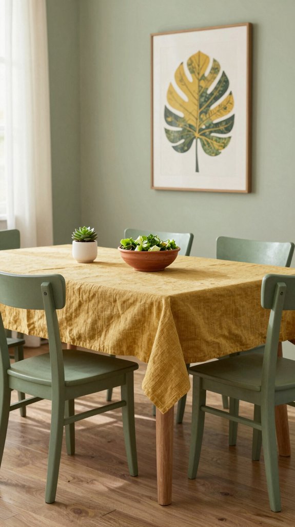 rustic mustard green dining