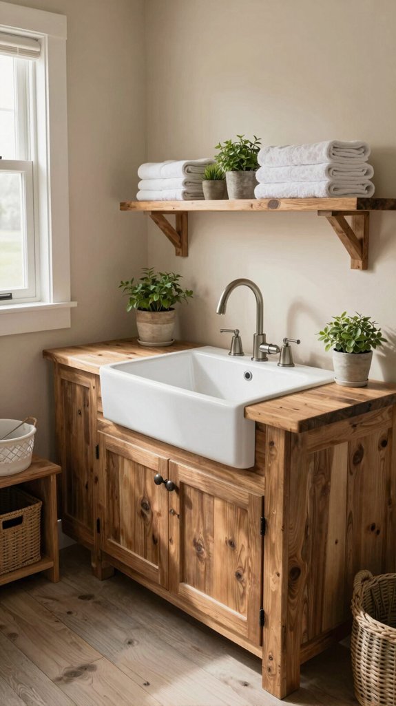 rustic wood sink accents