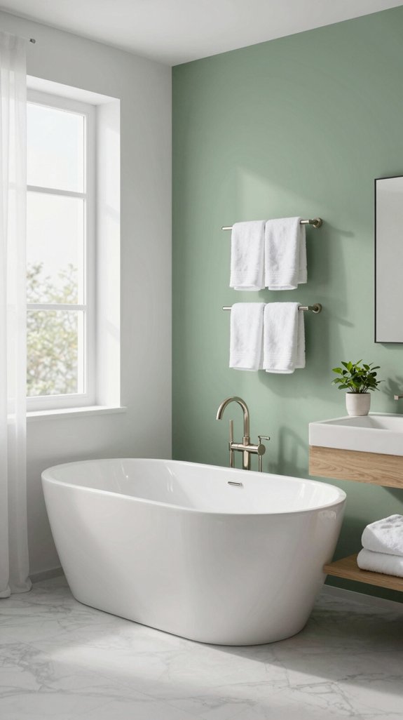 Colors That Pair Beautifully With White in Home Decor 11 sage green tranquil bathroom