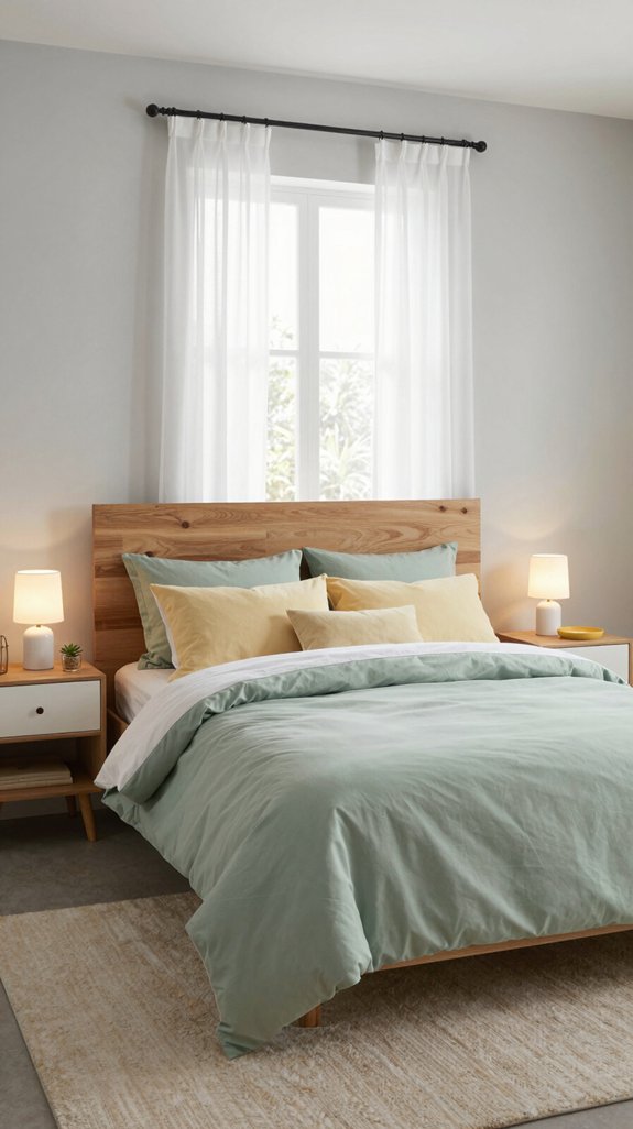 sage yellow tranquil bedroom