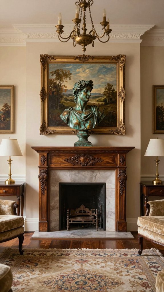 sculptural bronze bust display