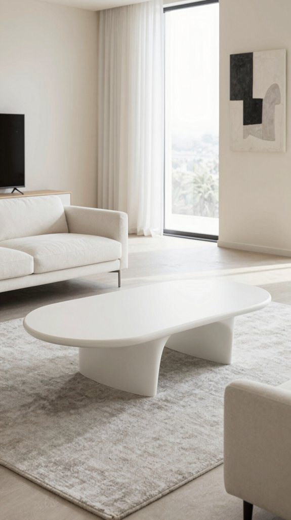 sculptural white coffee table