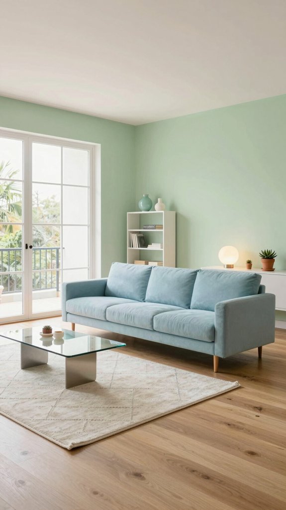 serene pistachio blue interior