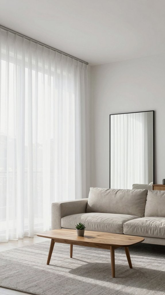 sheer curtains mirrors light