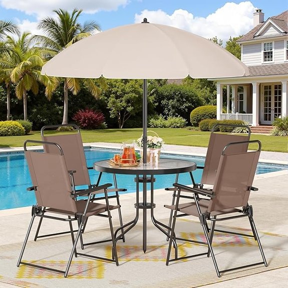 10 Outdoor Dining Sets That Turn Every Meal Into a Backyard Feast 1 shintenchi patio set with umbrella