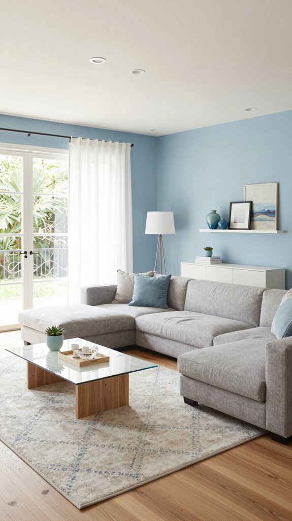 Sky Blue Interior Color Combinations for Light and Airy Rooms 9 sky blue modular living room