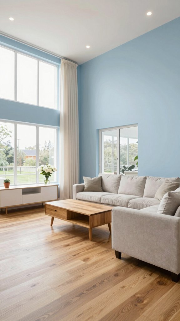 Sky Blue Interior Color Combinations for Light and Airy Rooms 6 sky blue warm wood harmony
