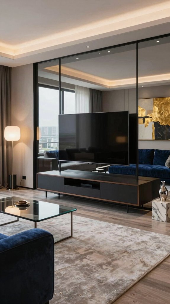 sleek built in media console