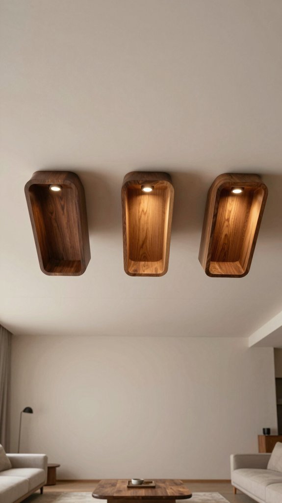 14 Wooden Ceiling Light Design Ideas for Living Rooms 9 sleek coffin shaped ceiling light