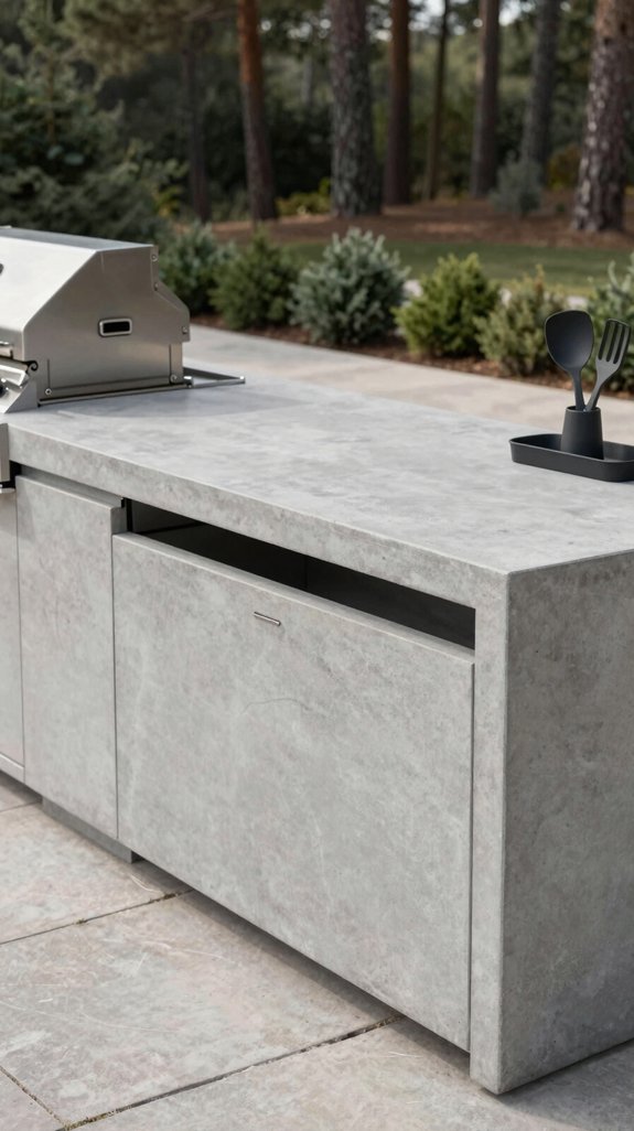 sleek concrete hidden storage