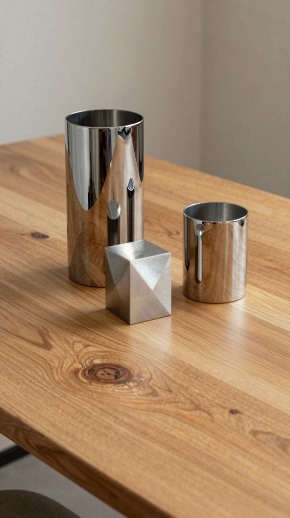 sleek metallic oak accents
