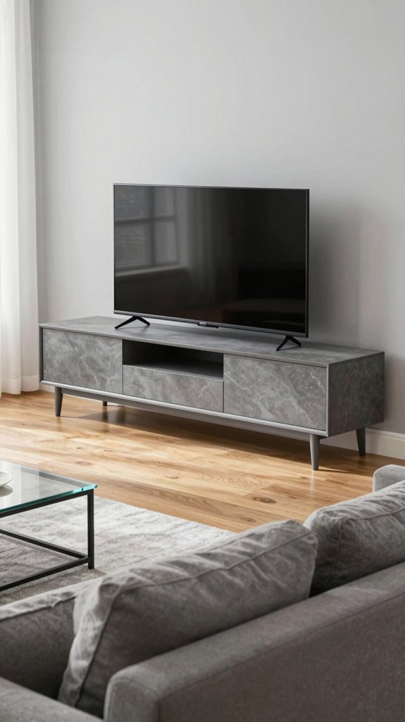 sleek slate grey tv stand