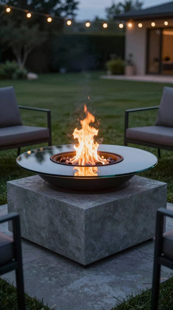 21 DIY Backyard Firepit Ideas for Cozy Outdoor Nights 22 sleek steel fire glass pit