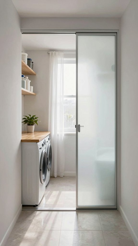 17 Narrow Laundry Room Ideas That Feel Spacious 8 sliding door enhances space
