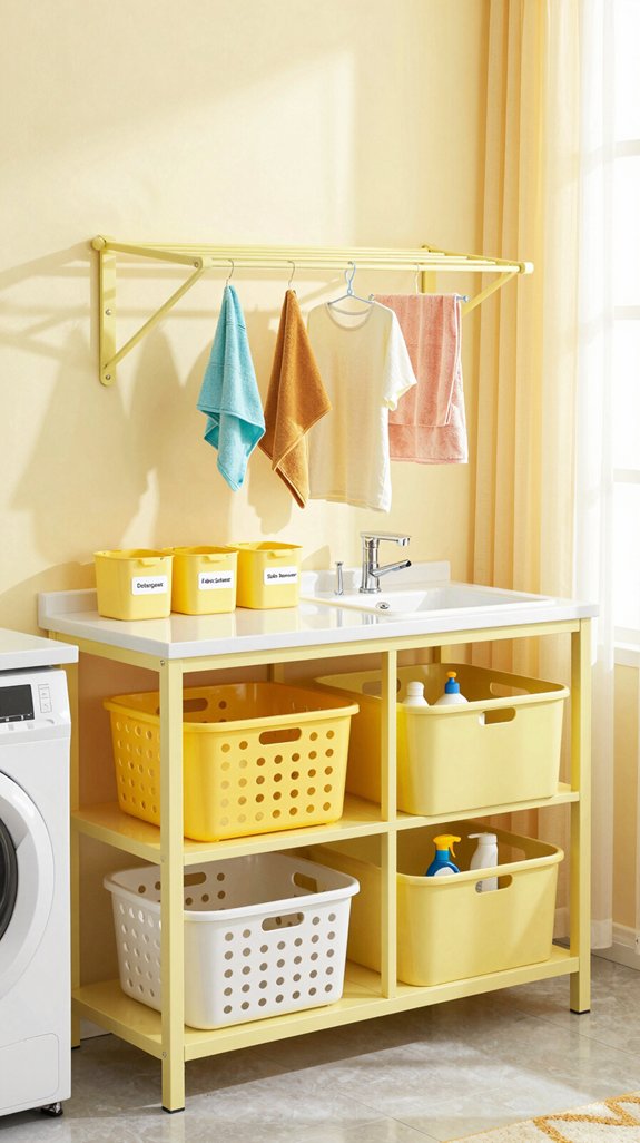 14 Yellow Laundry Room Ideas to Brighten Your Day 11 smart yellow storage solutions