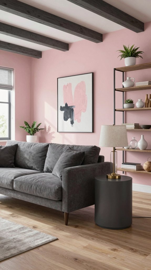 soft blush charcoal contrast