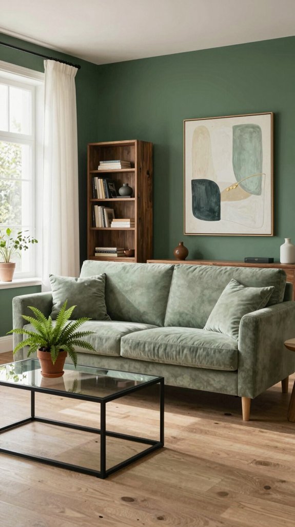 soft sage complements forest green