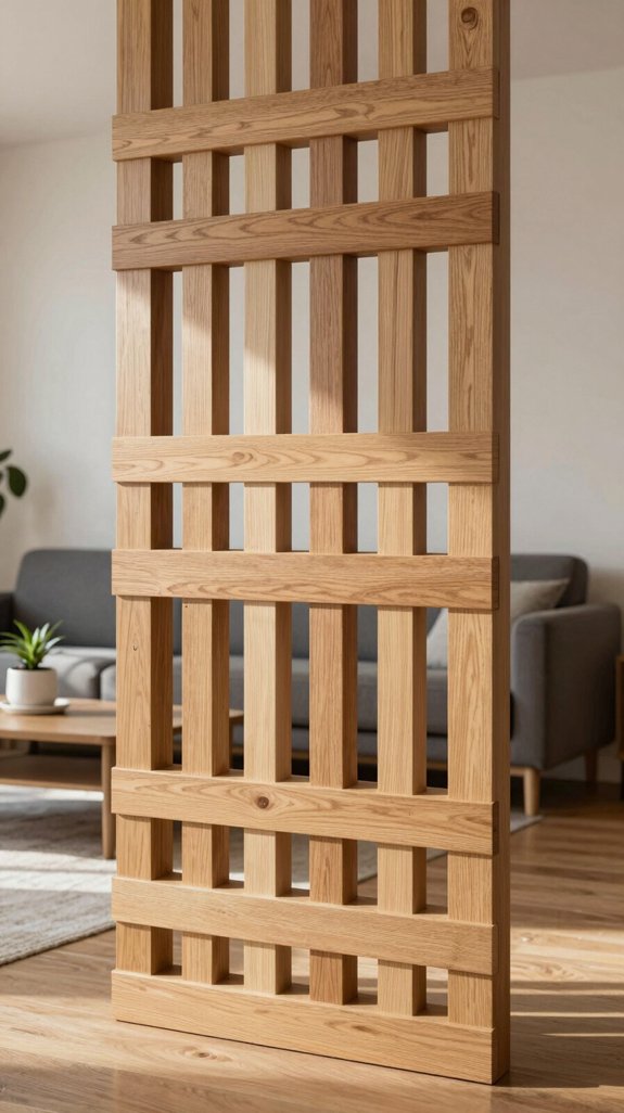 staggered wood privacy lattice