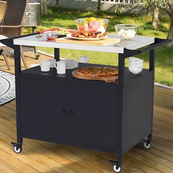stainless steel grill table with storage
