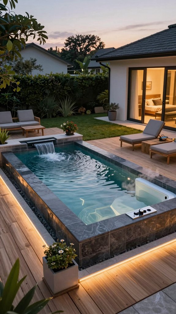 27 Backyard Ideas to Upgrade Your Outdoor Living Space 13 stainless steel mini pool retreat