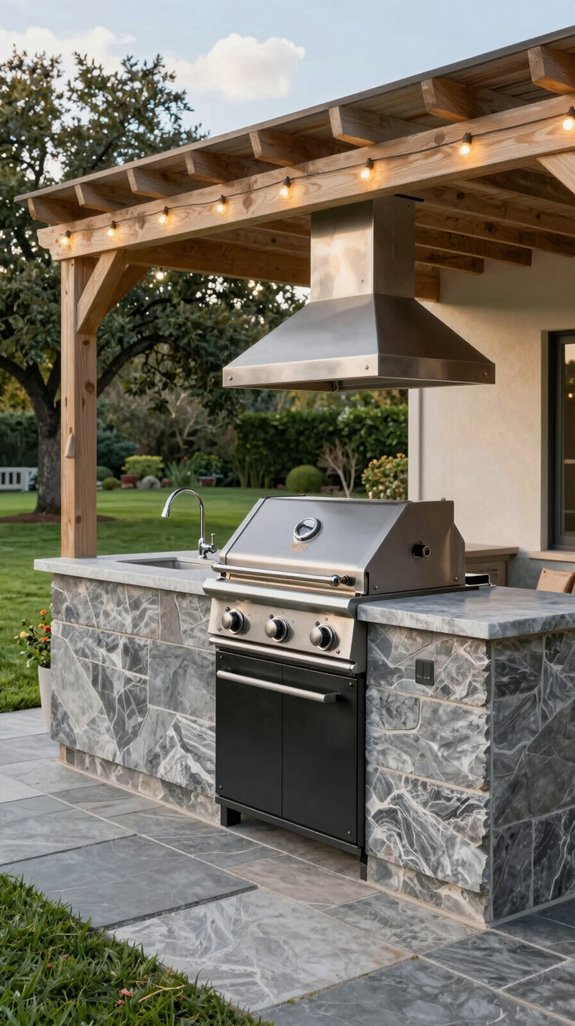 stone countertop with built in grill