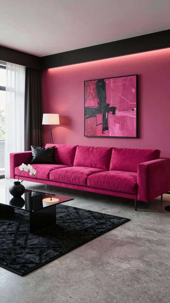 Magenta Color Pairings That Bring Energy to Interior Spaces 9 strategic black accents