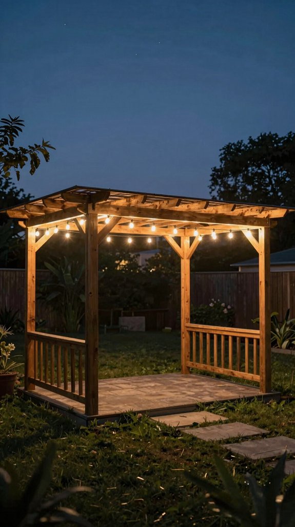string light canopy installation